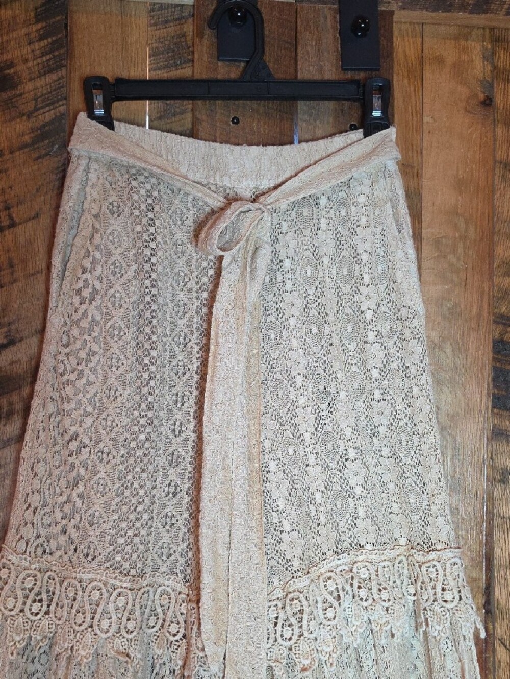 192p Boho Lace Wide-Leg Pants with Tie Waist - Cream - Picture 5 of 16